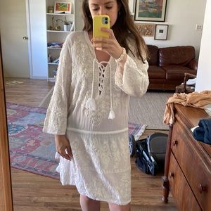 Soft Surroundings White Embroidered Tunic Dress, Large